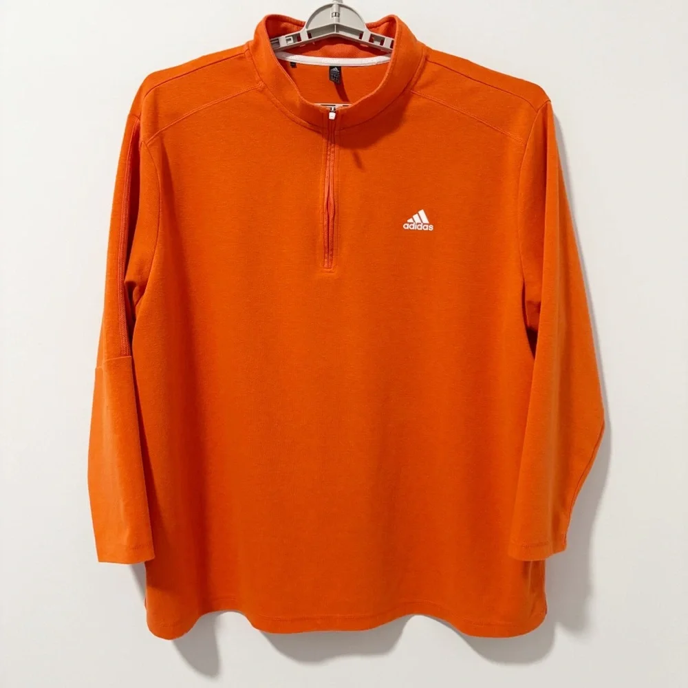 Adidas 3-stripes Quarter-Zip Pullover‎ Mens Size 4XL Orange Activewear Big Man